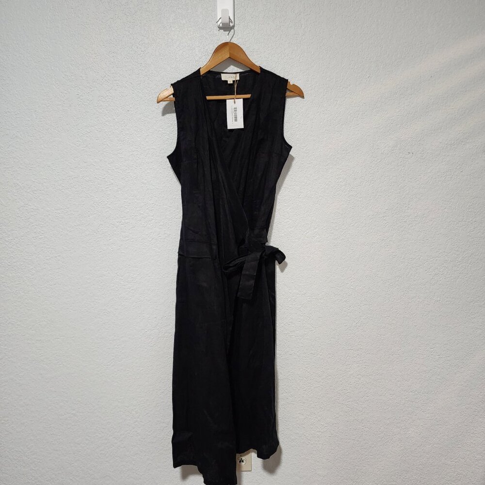 LUXMII Safari Black Wrap Linen Dress Size Medium Sustainably and Ethically Made - Picture 4 of 11